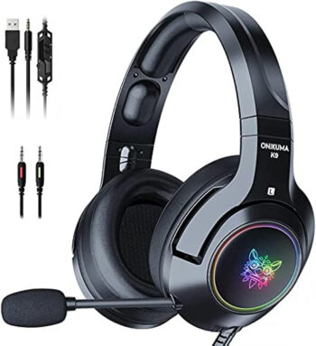 ONIKUMA K9 Gaming Headset for Laptop/ PS4/Xbox One Controller casque PC Stereo Earphones Headphone with Microphone LED Light