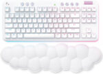 Logitech G715 Wireless Mechanical Gaming Keyboard, With Lightsync RGB, Lightspeed, GX Brown Tactile Switch, Keyboard Palm Rest, PC/Mac Compatible, English US Layout, White Mist | 920-010465